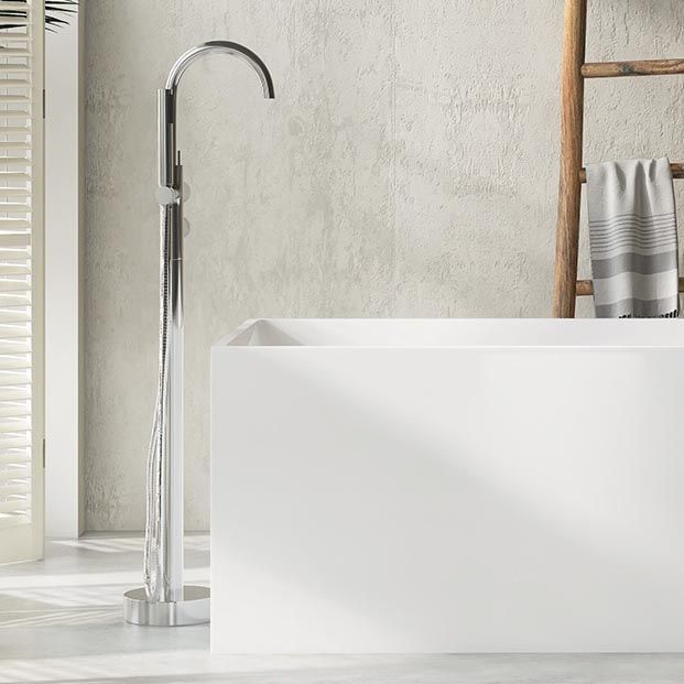 Modern Rectangular Tub Acrylic  Freestanding Bathtub for Home