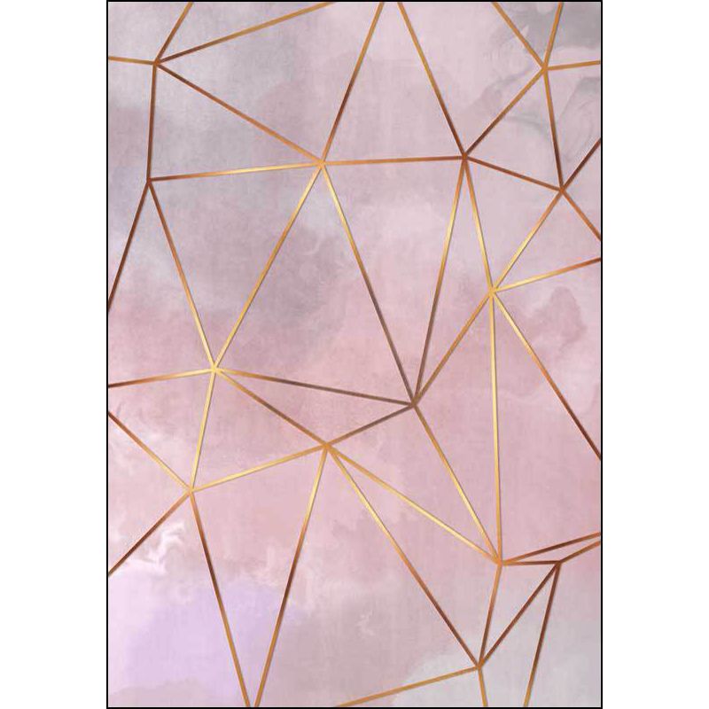 Unique Geometric Pattern Rug Pink Novelty Rug Polypropylene Pet Friendly Washable Non-Slip Area Rug for Bedroom