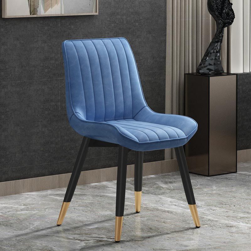 Glam Faux Leather Dining Chair Parsons Chair in Matte Finish for Home