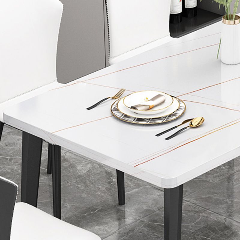 Minimalistischer rechteckiger Küchen-Esstisch aus gesintertem Stein, Standard-Esstisch mit 4 Beinen