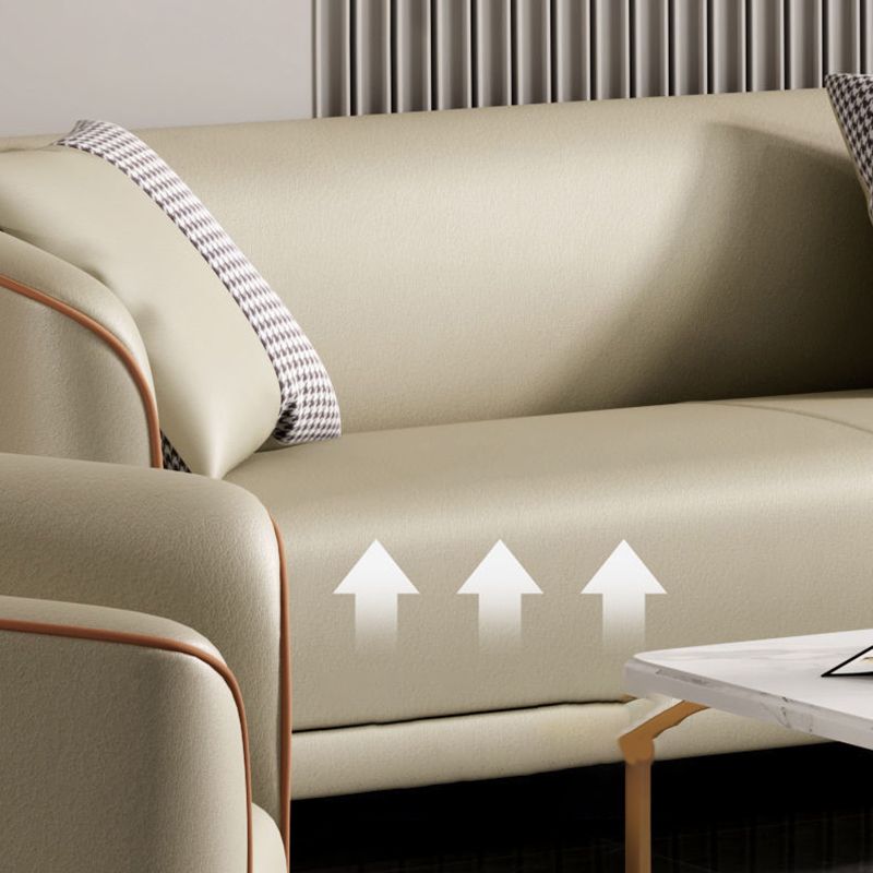 Contemporary Faux Leather Sofa with Single Cushion Seat 3-Seat Tuxedo Arm Sofa