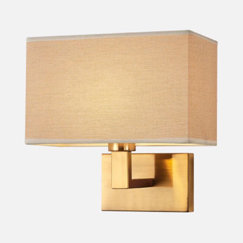 Metal Modern Wall Sconce Rectangle Shape Wall Light with Fabric Shade for Bedroom