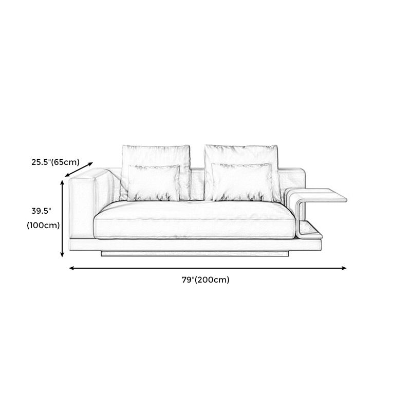 Contemporary Genuine Leather Square Arm Standard Sofa with Bolster Pillows