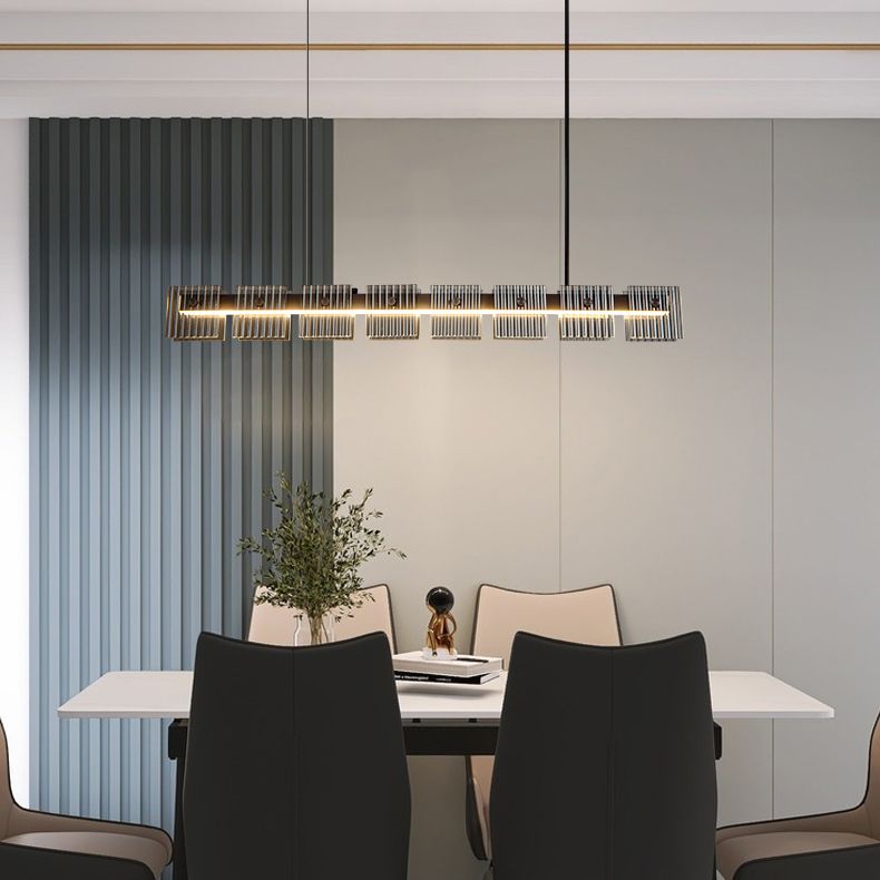 Modern LED Hanging Light Black Island Light Fixture for Dining Room