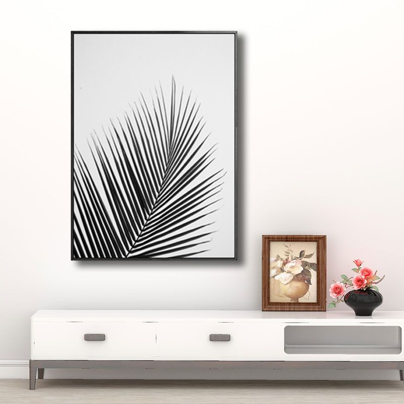 Palm Leave Wrapped Canvas for Living Room Plant Wall Art Print Black for Home Decor