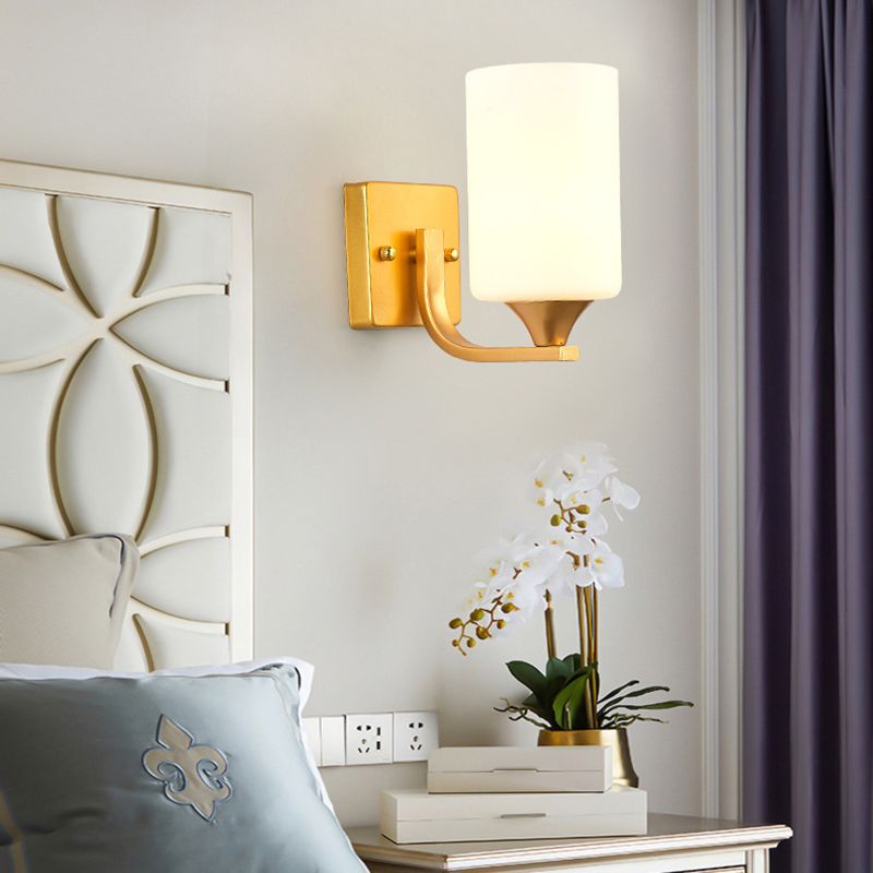 Modernism 1/2-Light Golden Vanity Light Glass Shade Bath Bar