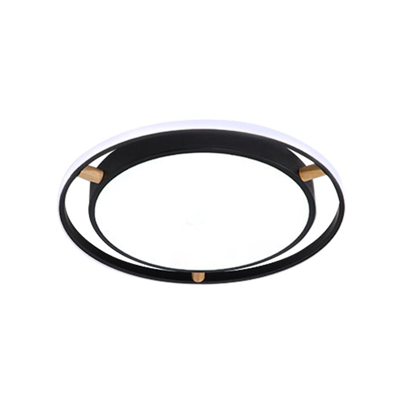 Nordische LED Deckenbündelleuchte Weiß/Grün/Grau Zweikreis dünne Flushmount Beleuchtung mit Holz Arm, 16 "/19.5" /23.5 " W
