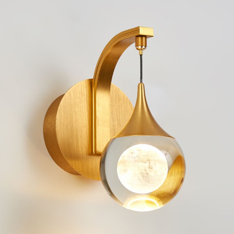 Crystal Ball Wall Mounted Lamp Modern Gold Finish LED Wall Lighting for Aisle