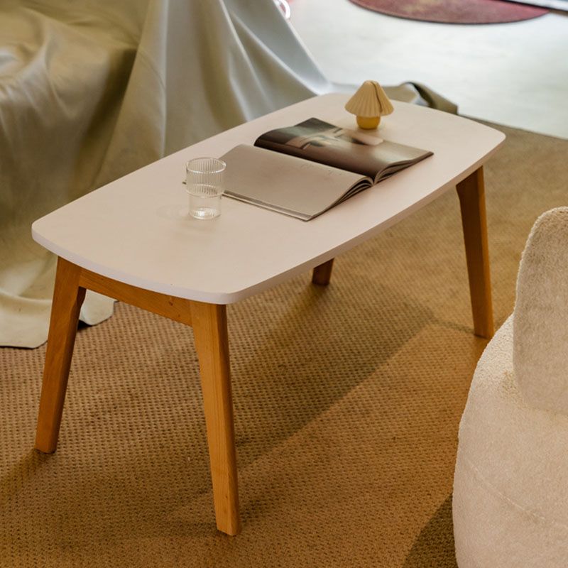 Wooden 4 Legs Cocktail Table Modern Rectangular Coffee Table for Living Room