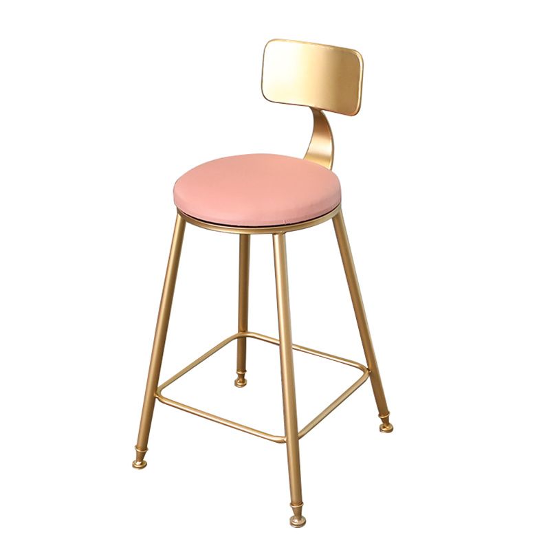 Glam Backrest Armless Counter Stool Iron Dining Room Bar Stool with Cushion and Pedal