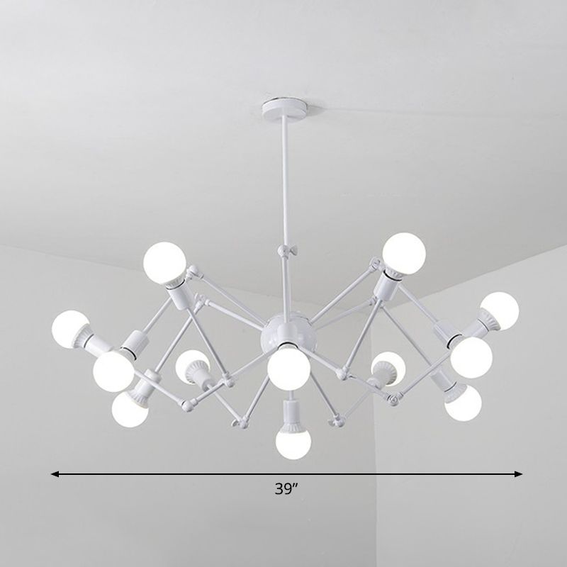 Nordic Swing Arm Pendant Lighting Metal Ceiling Chandelier with Open Bulb Design