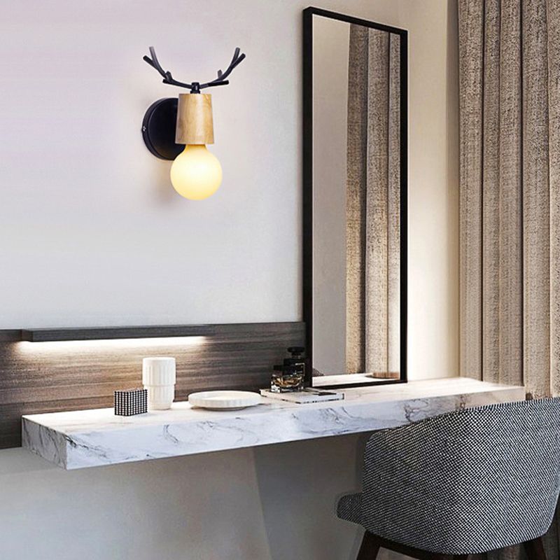 Unique Shape Wood Vanity Lamp Modern Style 1 Light Vanity Light Fixture