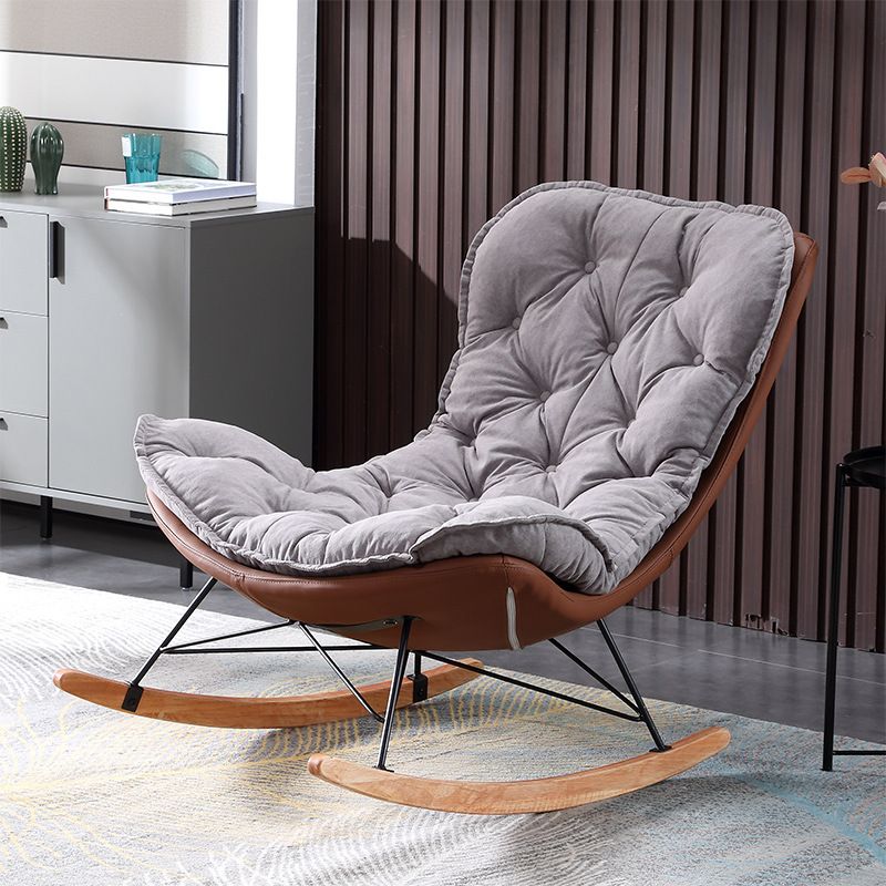 Living Room Luxury Leisure Chair Wood Frame Base Relaxing Lazy Rocking Chairs