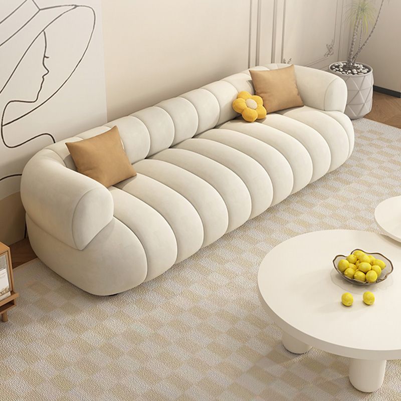 35" Wide Contemporary Sofa White Pillows Stationary Seating for Living Room