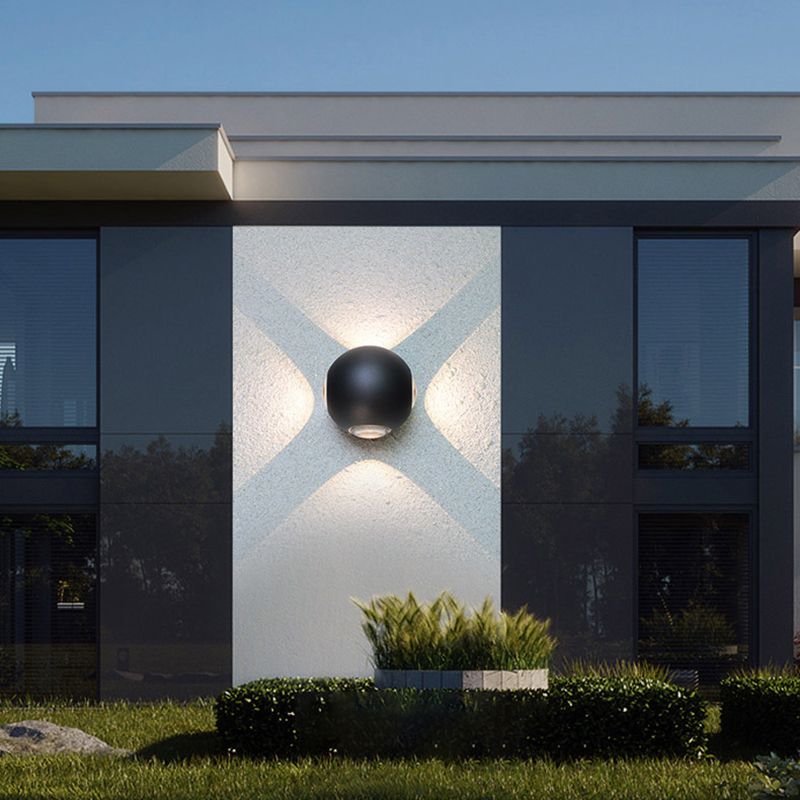 Ball Shape Wall Light Modern Style Metal 1/2/4 Lights Sconce in Black