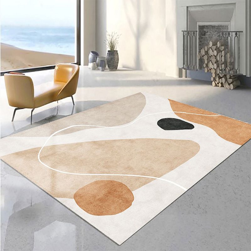 Brown Simple Rug Polyester Color Block Indoor Rug Stain Resistant Rug for Drawing Room