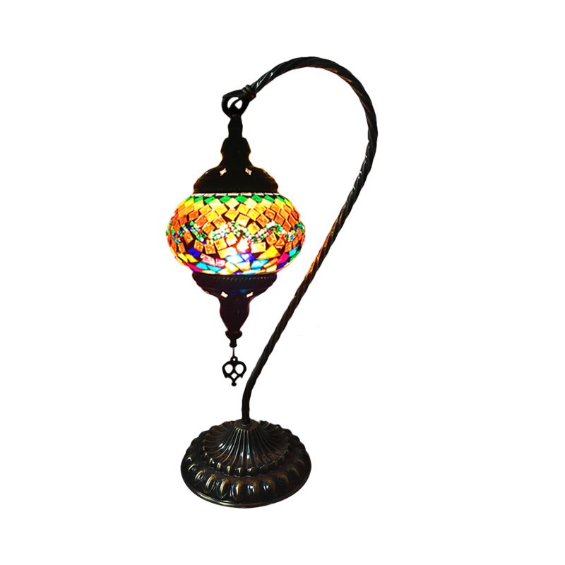 Tavolo da letto a braccio curvo leggero vetro arte arte retrò singola lampadina bianca/gialla/arancione comodini