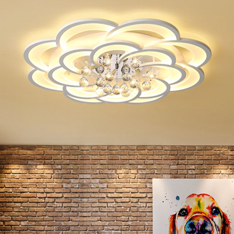 Acrylic Flower LED Flush Mount Modern 20.5"/27"/31.5" Wide Ceiling Light Fixture in Warm/White Light for Living Room