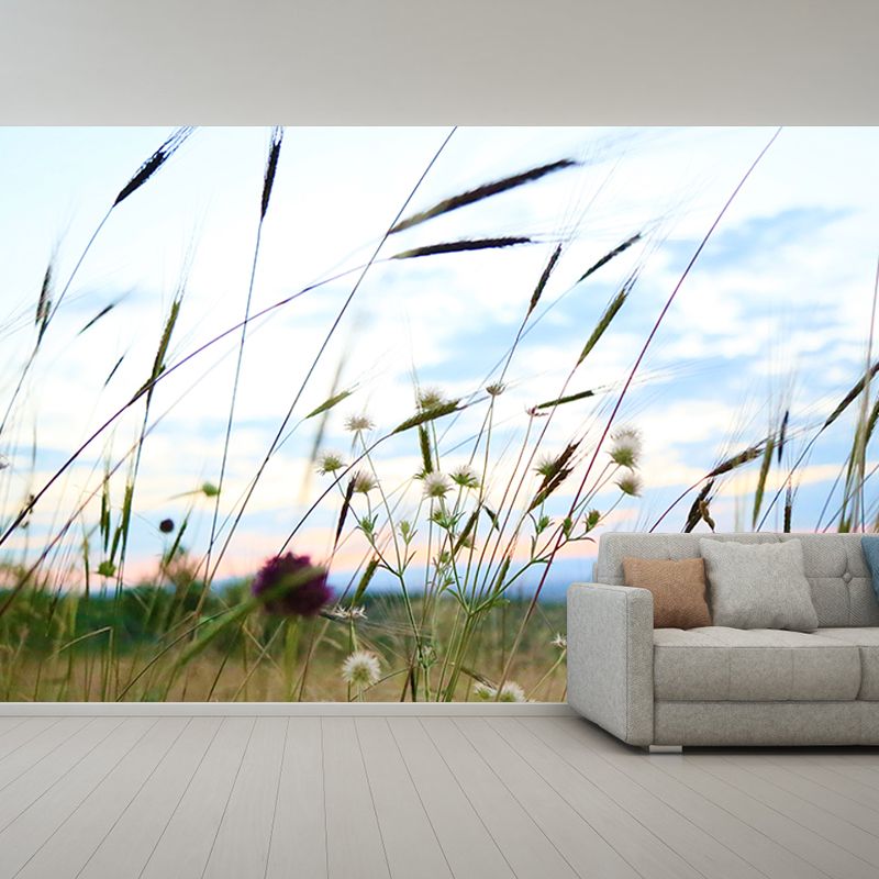 Grass Plants Wall Mural Water Resistant Wall Decor for Bedroom, Custom Size Available