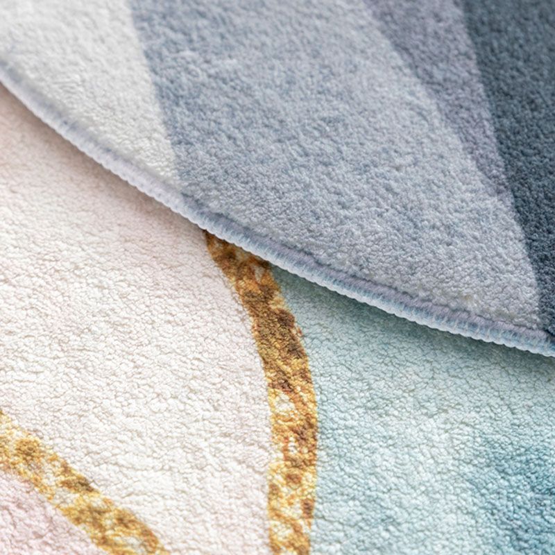 Stylish Modern Area Carpet Color-Blocked Polyester Area Rug Anti-Slip Washable Rug for Living Room