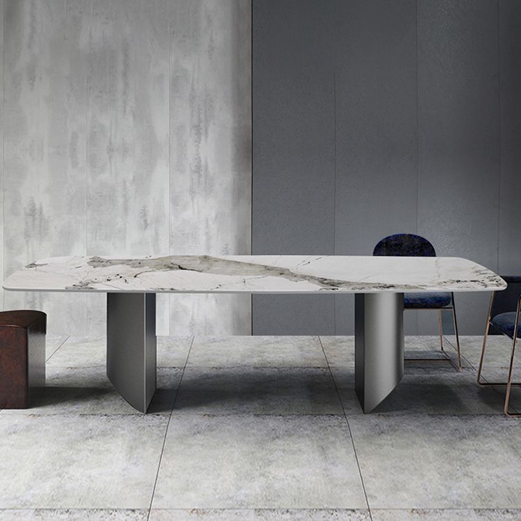 Silver Base Dinner Room Kitchen Table Contemporary Dining Table