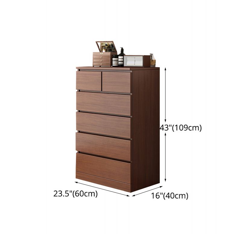 Walnut Storage Chest Modern Bedroom Storage Chest Dresser with 3 / 4 / 5 / 6 Drawers