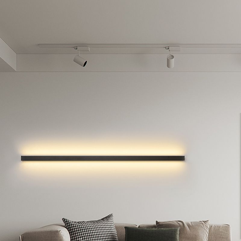 Linear Shape Metal Wall Light Modern Single Light Wall Light Fixture in Black
