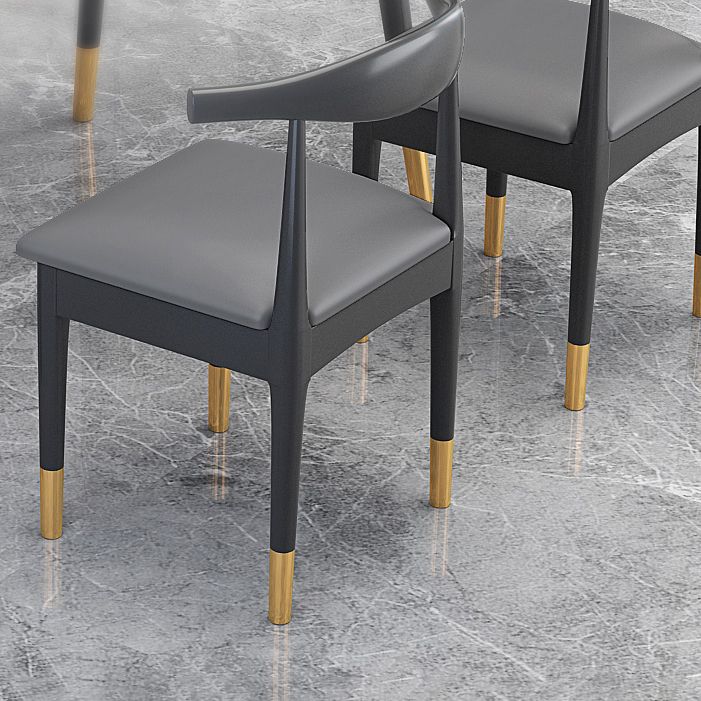 Juego de comedor de comedor de piedra sinterizada rectangular escandinavo con 4 patas base