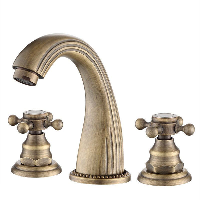 Dual Handle Vintage Vanity Sink Faucet Industrial Basin Lavatory Faucet