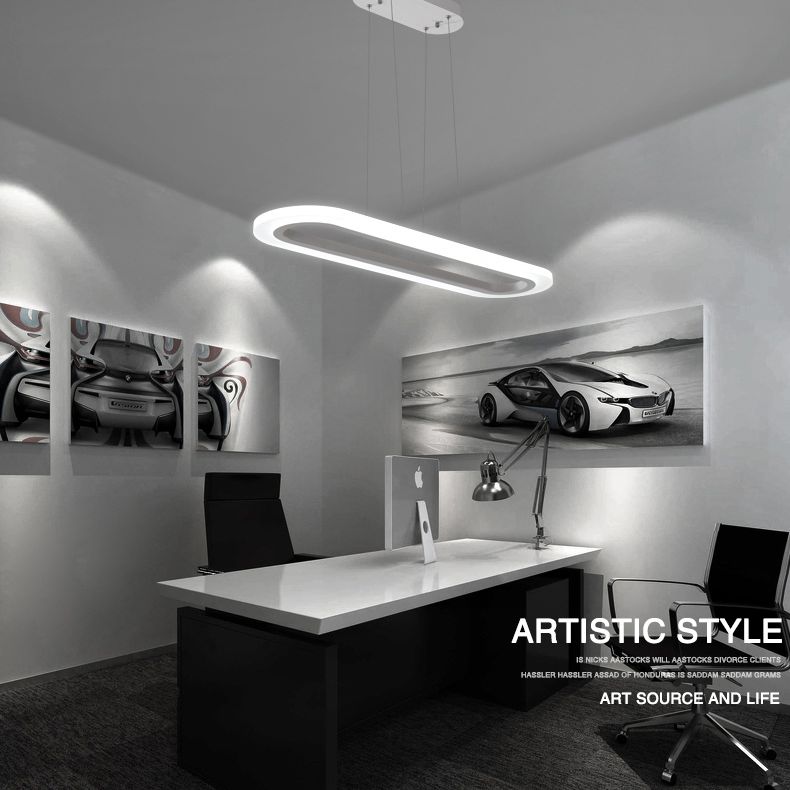 Nouveau éclairage de lustre linéaire en aluminium blanc moderne pour le bureau