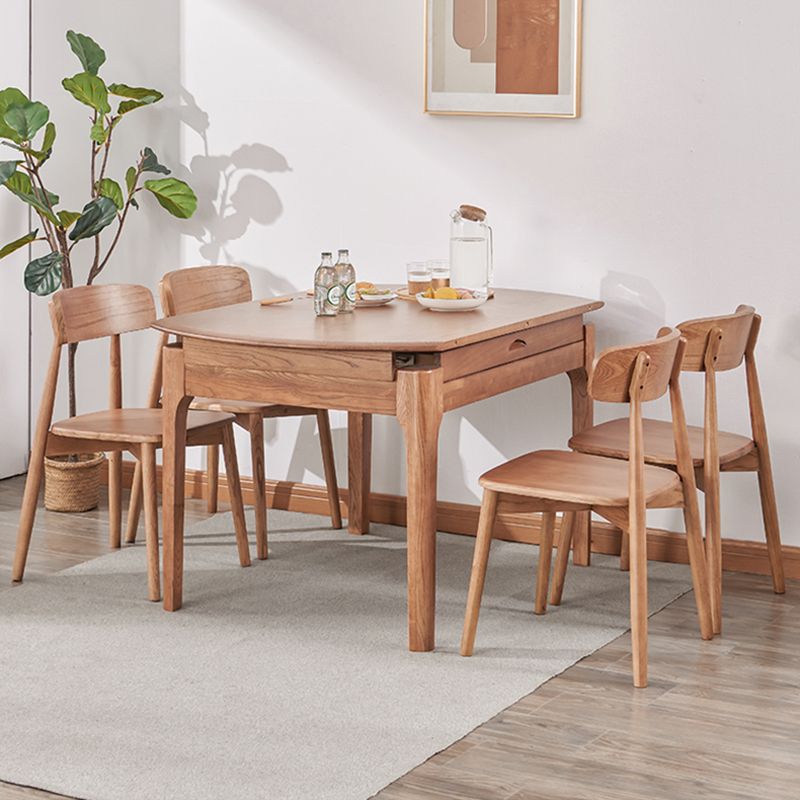 Moderne eetzaad massieve houten ronde vorm 4 poten Basis Uitbreidbare eettafel set