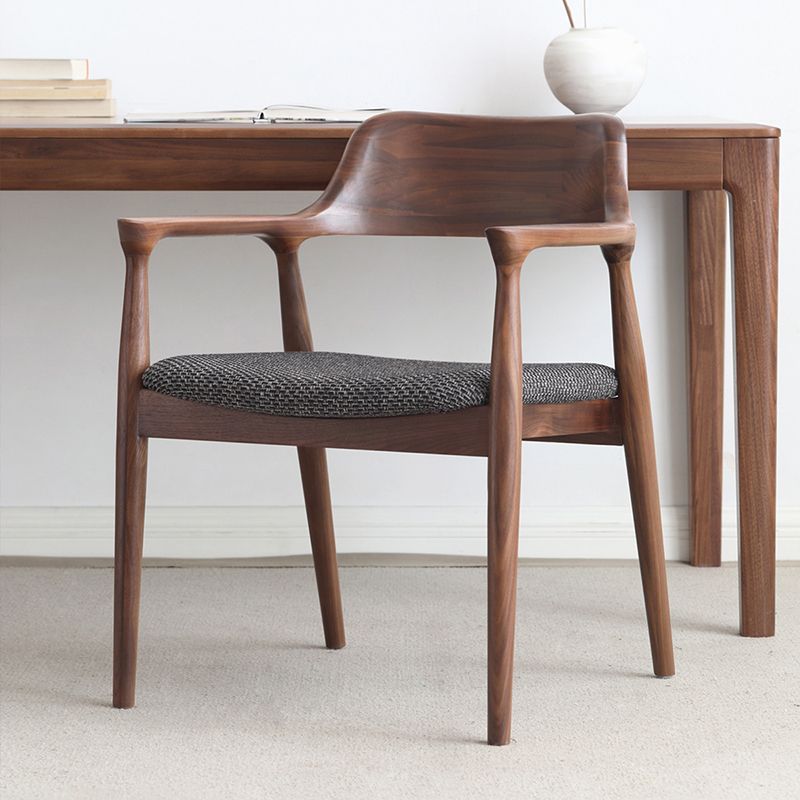 Modern Armrest Backrest Cushion Chair with Wood Legs for Dining Room