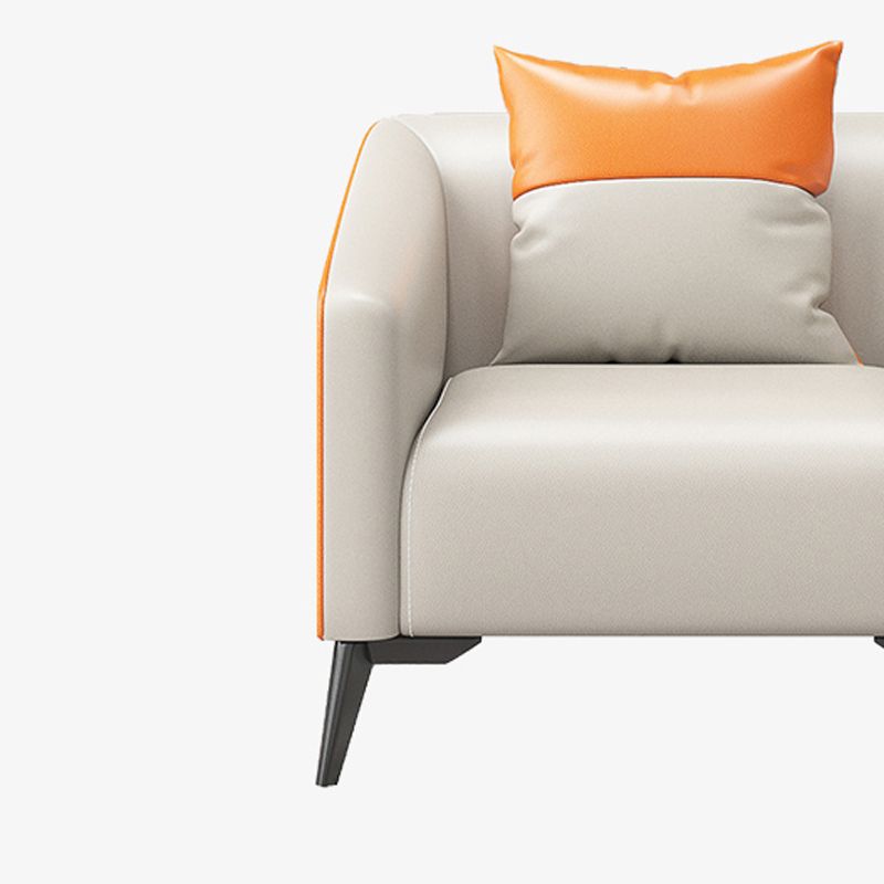 28.34" High Glam Sofa Faux Leather/Genuine Leather Tuxedo Arm Sofa