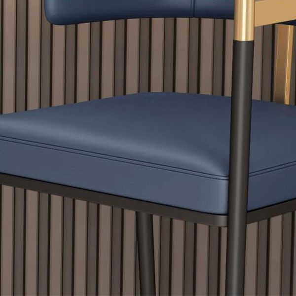 Leather Bar Stool Glam Backrest Counter Stool for Living Room with Black Legs