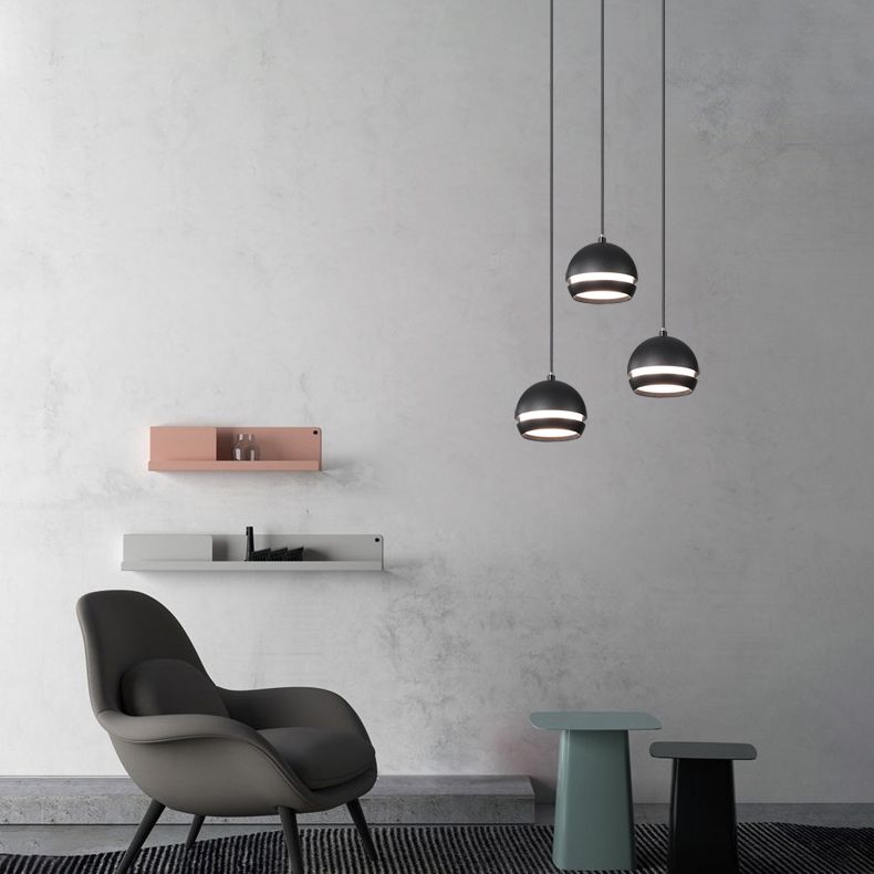 Acrylschwarze LED Hängende Lampe im modernen minimalistischen Stil Frosted Aluminium Globe Anhänger Licht