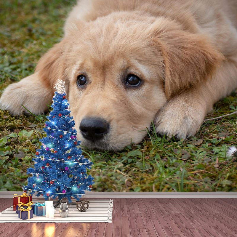 Environment Friendly Mural with Dog Painting Mildew Resistant Wallpaper Home Decor