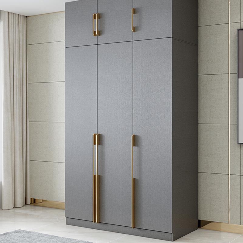 Contemporary Style Gray Colour Wardrobe Wood Soft Close Drawer Wardrobe Closet