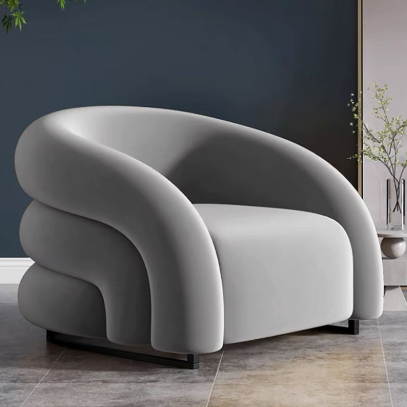 Velvet Barrel Chair 33.85" Wide Arms Included Chair for Living Room