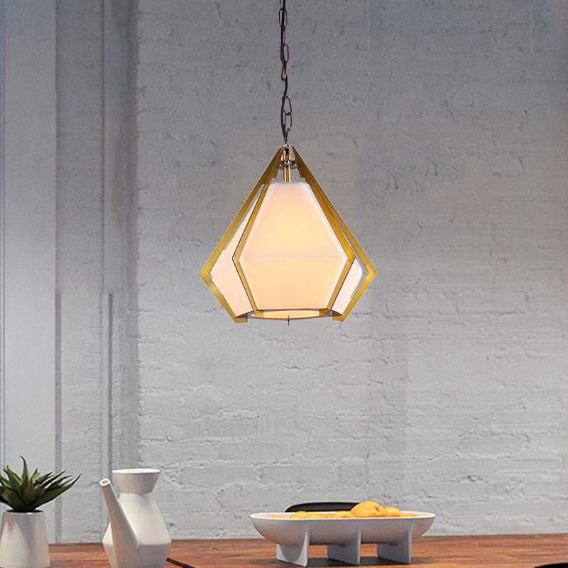 Diamant restaurant plafond hanger lamp kolonialisme wit/rookgrijs/bruin glas