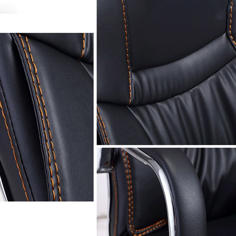 Faux Leather Task Chair Modern High Back Office Chair with Fixed Arms