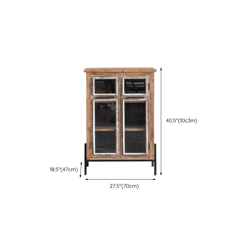 Industrial Rectangle Solid Wood With Doors Cabinet Distressed Wood Accent Cabinet