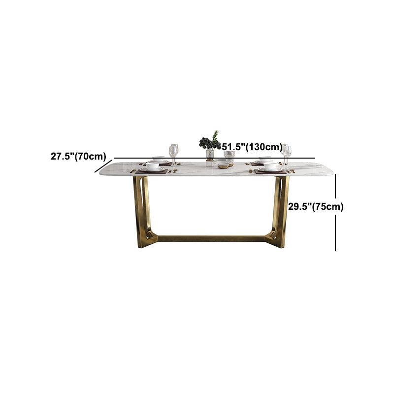 Traditional Luxury Table White Stone Rectangle Dining Table for Home