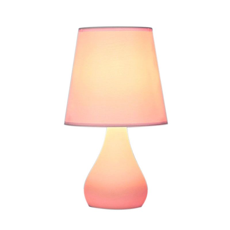 Lampada da tavolo con urna in ceramica stile nordico a 1 testa lampada da lettura notturna blu/rosa con paralume in tessuto