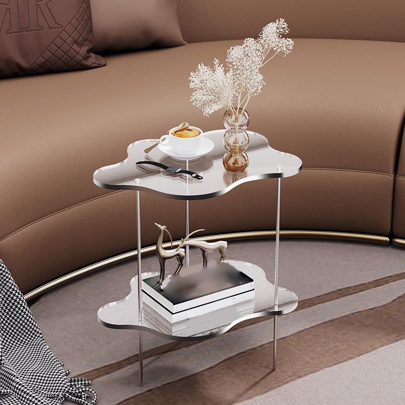 Acrylic Cloud Shaped End Table Set 18.5" Tall 2-Tier Sofa Side Accent Table
