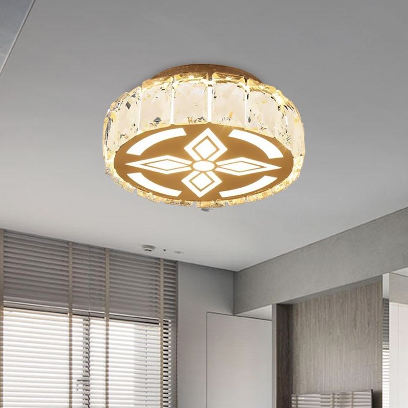 Prismatic Crystal Chrome Ceiling Flush Flower Patterned Circle Modernist LED Flush Mount Light Fixture