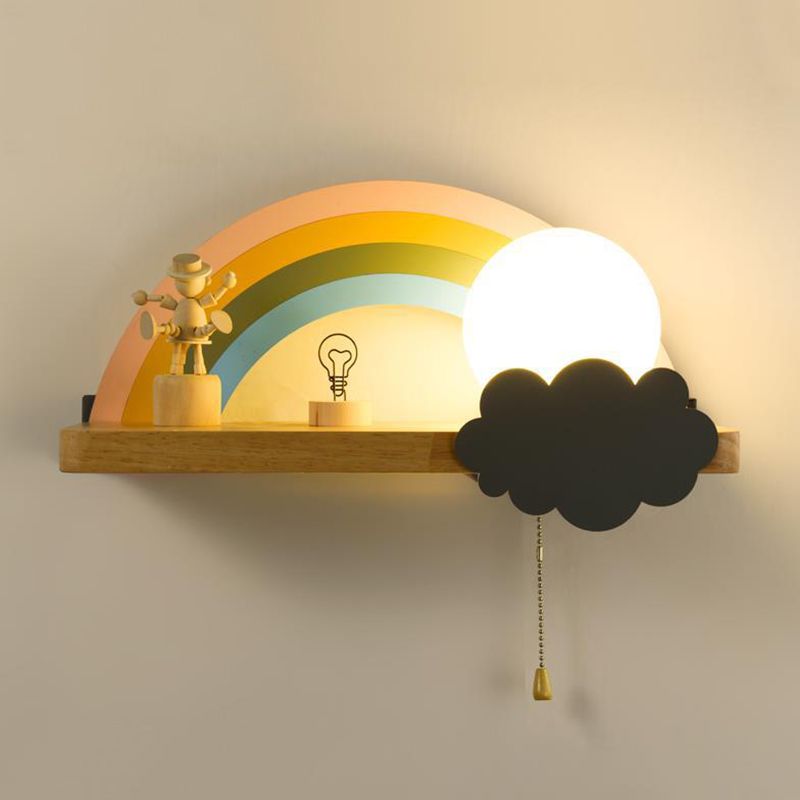 Modern Style Wooden Wall Light Fixture Creative Wall Light Sconce for Child's Room