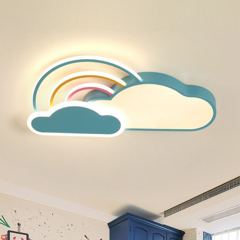 Cloud and Rainbow Kindergarten Flush Light Acrylic Cartoon LED Ceiling Mount Light Fixture