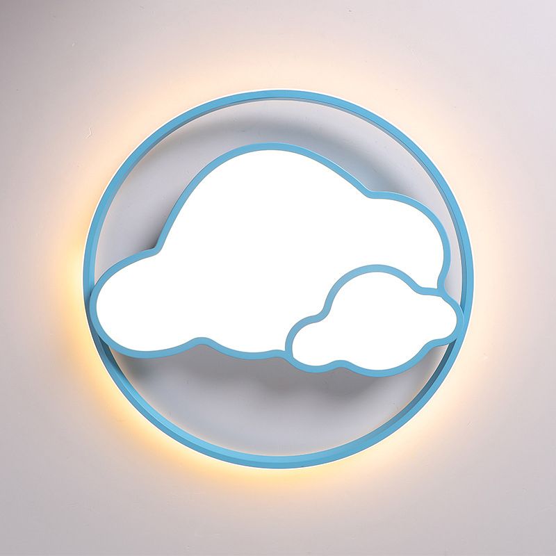 Forma rotonda in metallo a fiuto leggero stile per bambini 2 luci a filo con soffitto a soffitto