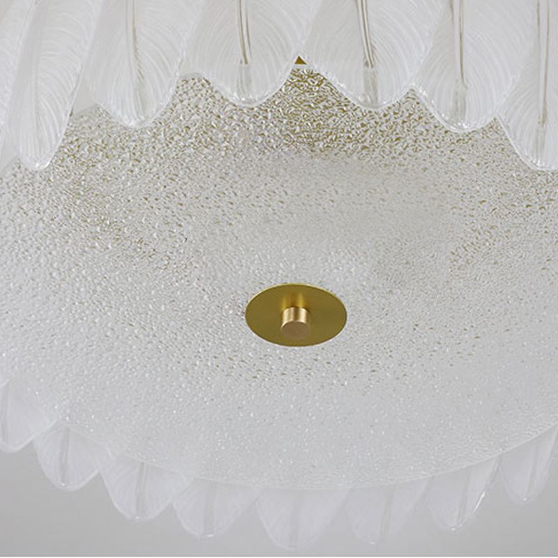 Nordic Circle Semi-Flush Mount Ceiling Light Glass Bedroom Semi Flush Ceiling Light in Gold