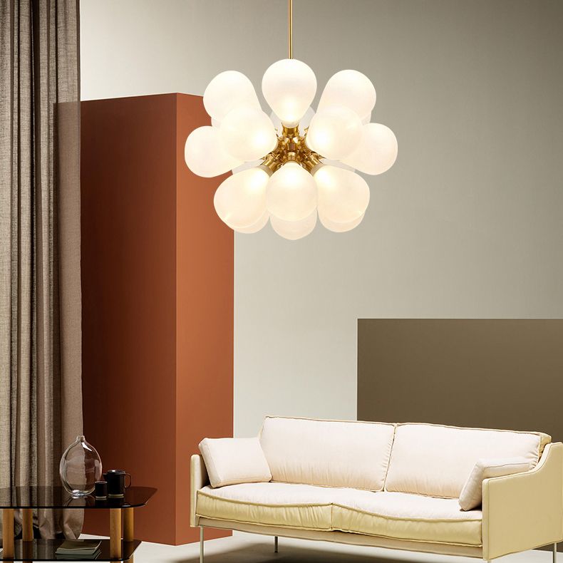 Modern Style Balloon Chandelier Glass Living Room Hanging Light in Gold